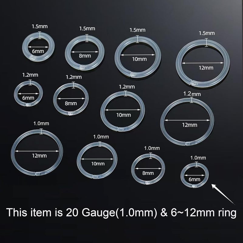 Melimarry Anti-Allergy Unisex Plastic Hoop Ear Retainers, 20-16 Gauge Clear Nose Rings, with Buckle, Comfortable and Hypoallergenic for Sensitive Ears & Skin (20 Gauge) - Image 2